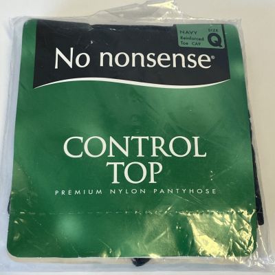NEW No Nonsense pantyhose size Q control top Navy reinforced toe CA9